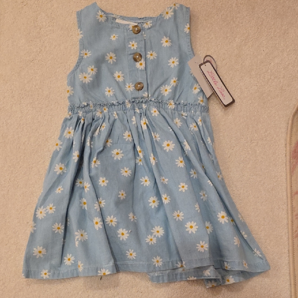 Little Lass Light Blue Daisy Dress